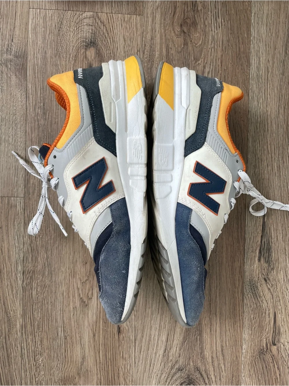 New Balance Men's Athletic Sneakers in Navy, White, Orange